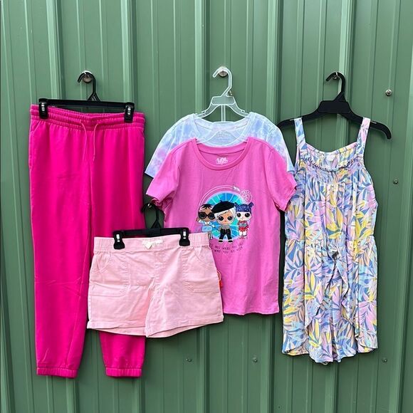 Girls T-Shirts Shorts Romper & Sweatpants 5-Piece Bundle Size XL - Picture 1 of 12